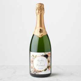 Elegant Floral Personalized Wedding Bottle Labels Sparkling Wijnetiket