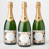 Elegant Floral Personalized Wedding Bottle Labels Sparkling Wijnetiket (Flessen)