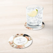 Elegant Floral Personalized Wedding Coasters Ronde Kartonnen Onderzetter (Insitu)