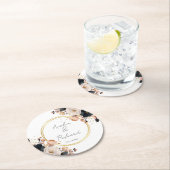 Elegant Floral Personalized Wedding Coasters Ronde Kartonnen Onderzetter (Insitu)