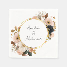 Elegant Floral Personalized Wedding Napkins Servet