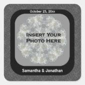 Elegant Floral Personalized Wedding Photo  Vierkante Sticker (Voorkant)