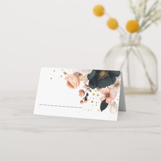 Elegant Floral Personalized Wedding  Plaatskaartje (Voorkant)