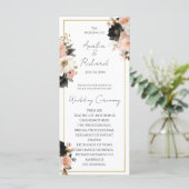 Elegant Floral Personalized Wedding Program Programmakaart (Staand voorkant)