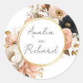 Elegant Floral Personalized Wedding Sticker (Voorkant)