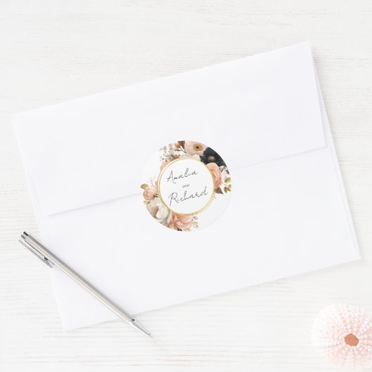 Elegant Floral Personalized Wedding Sticker (Envelop)