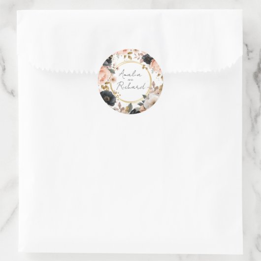 Elegant Floral Personalized Wedding Sticker (Tas)