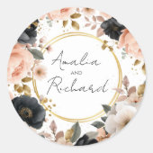 Elegant Floral Personalized Wedding Sticker (Voorkant)