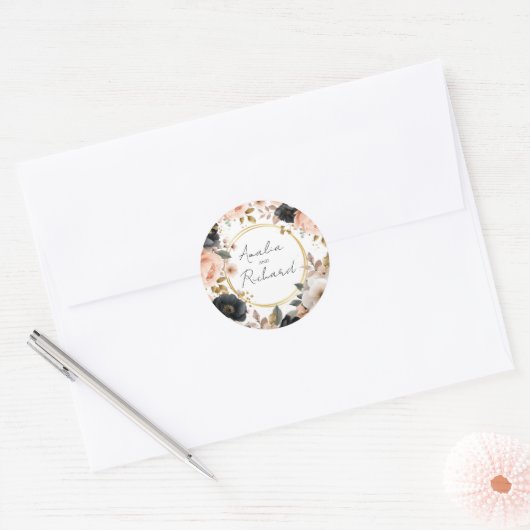 Elegant Floral Personalized Wedding Sticker (Envelop)