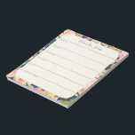 Elegant  Floral Personalized Weekly Planner Notitieblok<br><div class="desc">Een stijlvol,  gepersonaliseerd weekblad notitieblok met een elegant  boho floreel patroon in blauw van de marine.</div>