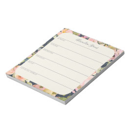 Elegant  Floral Personalized Weekly Planner Notitieblok