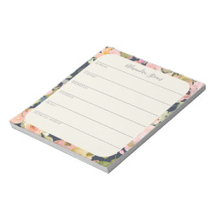 Elegant  Floral Personalized Weekly Planner Notitieblok