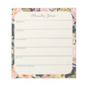Elegant  Floral Personalized Weekly Planner Notitieblok (Voorkant)