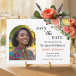 Elegant Floral Photo 32nd Birthday Party  Save The Date<br><div class="desc">Elegant,  colorful,  joyful design with watercolor roses and 1 special photo. Customize the details for a unique and chic Save the Date Card.</div>