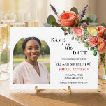 Elegant Floral Photo 37th Birthday Party  Save The Date<br><div class="desc">Elegant,  colorful,  joyful design with watercolor roses and 1 special photo. Customize the details for a unique and chic Save the Date Card.</div>