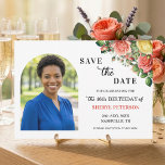 Elegant Floral Photo 46th Birthday Party  Save The Date<br><div class="desc">Elegant,  colorful,  joyful design with watercolor roses and 1 special photo. Customize the details for a unique and chic Save the Date Card.</div>