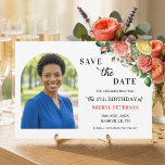 Elegant Floral Photo 47th Birthday Party  Save The Date<br><div class="desc">Elegant,  colorful,  joyful design with watercolor roses and 1 special photo. Customize the details for a unique and chic Save the Date Card.</div>
