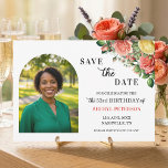 Elegant Floral Photo 53rd Birthday Party  Save The Date<br><div class="desc">Elegant,  colorful,  joyful design with watercolor roses and 1 special photo. Customize the details for a unique and chic Save the Date Card.</div>