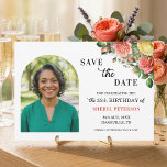 Elegant Floral Photo 55th Birthday Party  Save The Date<br><div class="desc">Elegant,  colorful,  joyful design with watercolor roses and 1 special photo. Customize the details for a unique and chic Save the Date Card.</div>