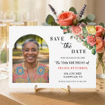 Elegant Floral Photo 70th Birthday Party  Save The Date<br><div class="desc">Elegant,  colorful,  joyful design with watercolor roses and 1 special photo. Customize the details for a unique and chic Save the Date Card.</div>