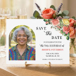 Elegant Floral Photo 79th Birthday Party  Save The Date<br><div class="desc">Elegant,  colorful,  joyful design with watercolor roses and 1 special photo. Customize the details for a unique and chic Save the Date Card.</div>