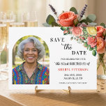 Elegant Floral Photo 82nd Birthday Party  Save The Date<br><div class="desc">Elegant,  colorful,  joyful design with watercolor roses and 1 special photo. Customize the details for a unique and chic Save the Date Card.</div>