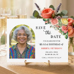 Elegant Floral Photo 83rd Birthday Party  Save The Date<br><div class="desc">Elegant,  colorful,  joyful design with watercolor roses and 1 special photo. Customize the details for a unique and chic Save the Date Card.</div>