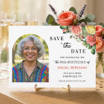 Elegant Floral Photo 85th Birthday Party  Save The Date<br><div class="desc">Elegant,  colorful,  joyful design with watercolor roses and 1 special photo. Customize the details for a unique and chic Save the Date Card.</div>