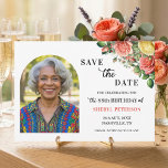 Elegant Floral Photo 88th Birthday Party  Save The Date<br><div class="desc">Elegant,  colorful,  joyful design with watercolor roses and 1 special photo. Customize the details for a unique and chic Save the Date Card.</div>