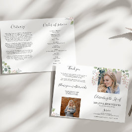 Elegant Floral Photo Funeral | Memorandum