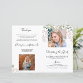 Elegant Floral Photo Funeral | Memorandum (Staand voorkant)