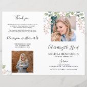 Elegant Floral Photo Funeral | Memorandum (Voorkant)