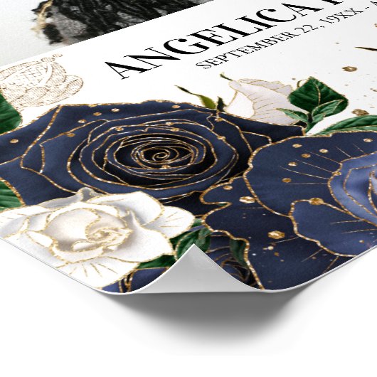 Elegant Floral Photo Funeral Welcome Sign Poster (Hoek)