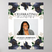 Elegant Floral Photo Funeral Welcome Sign Poster (Voorkant)