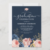 Elegant Floral Photo Graduation Party Kaart (Achterkant)