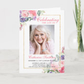 Elegant Floral Photo Memorial Funeral Programme Programma (Voorkant)