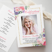 Elegant Floral Photo Memorial Funeral Programme Programma