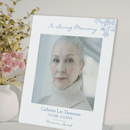 Elegant Floral Photo Memorial Table Sign Reclamebord Met Voetstuk