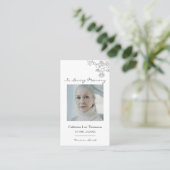 Elegant Floral Photo Prayer Card Visitekaartje (Staand voorkant)