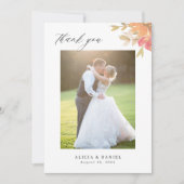 Elegant floral photo wedding bedankkaart (Voorkant)