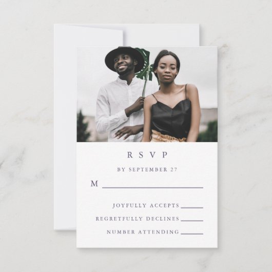 Elegant Floral Photo Wedding RSVP Kaartje (Voorkant)