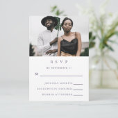 Elegant Floral Photo Wedding RSVP Kaartje (Staand voorkant)