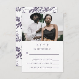 Elegant Floral Photo Wedding RSVP Kaartje
