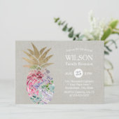 Elegant Floral Pineapple Family Reunion Kaart (Staand voorkant)