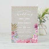 Elegant Floral Pineapple Tropical Wedding Party Kaart (Staand voorkant)