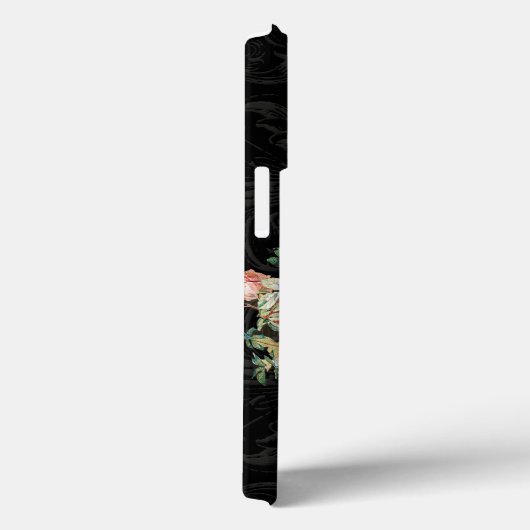 Elegant Floral Pink Black Script Monogram Case-Mate iPhone Case (Achterkant / Rechts)