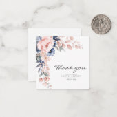 Elegant Floral Pink Blue Botanical Dank je wel Notitiekaartje (Voorkant / Achterkant in situ)