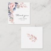 Elegant Floral Pink Blue Botanical Dank je wel Notitiekaartje (Voorkant / Achterkant)