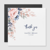 Elegant Floral Pink Blue Wedding Script Hartelijk  (Voorkant / Achterkant)