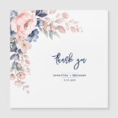 Elegant Floral Pink Blue Wedding Script Hartelijk  (Voorkant)
